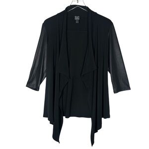 Clara Sunwoo Size Large Black Draped Cardigan Lightweight 3/4 Sleeve Open Front